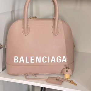 Balenciaga Ville S Top handle,bag,calfskin pebbled, leather, nude/pinkish small
